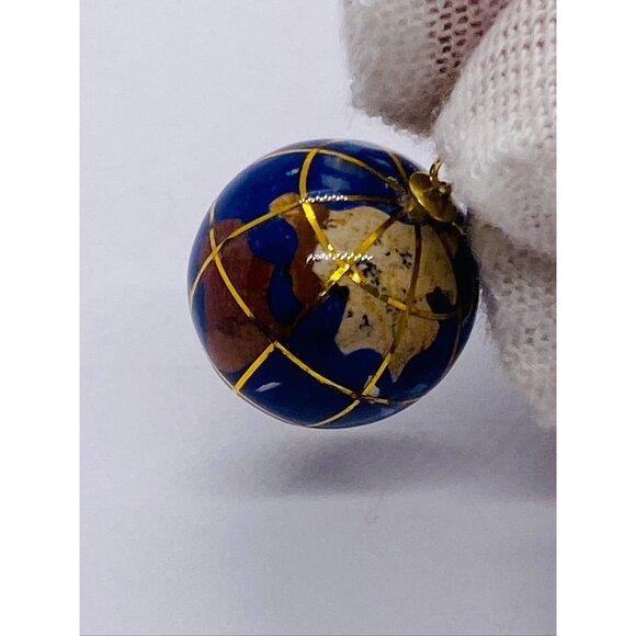 Vintage 14K 585 Gold Globe and Enamel Pendant Signed - Picture 4 of 8